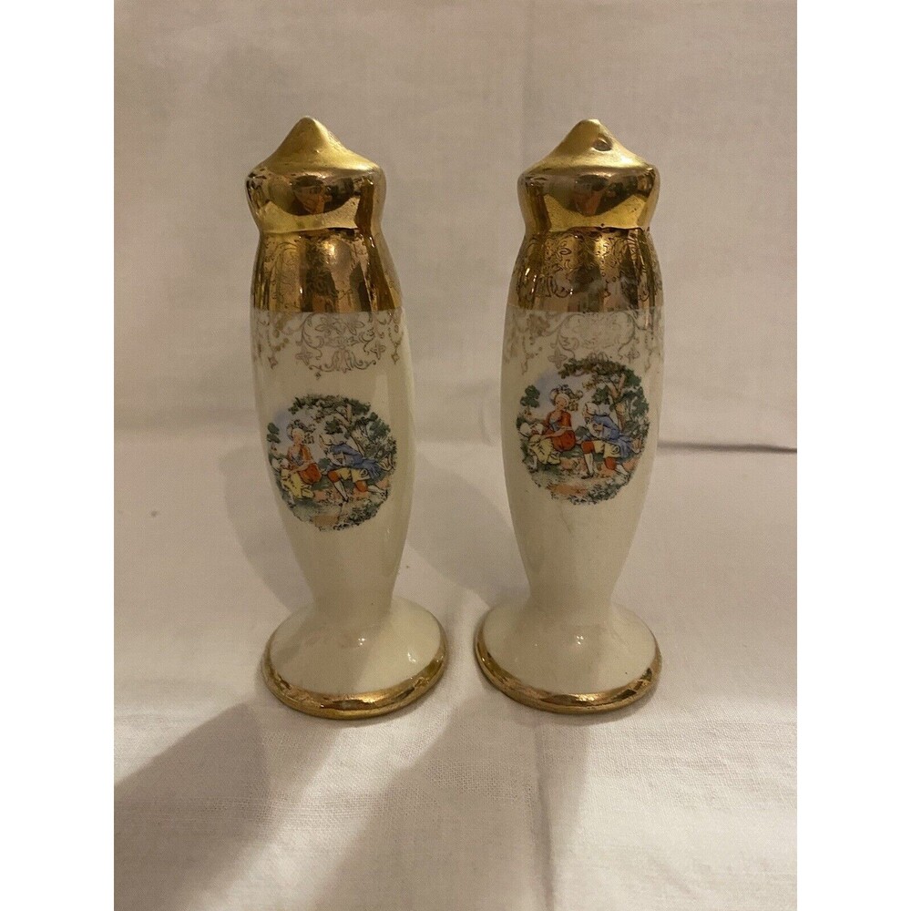 Rare Sabin SAB1 22k gold salt and pepper shakers Vintage